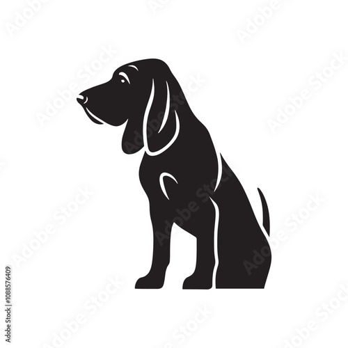 Silhouette Of Blood Hound - Minimalist Blood Hound Vector - illustration of Blood Hound.