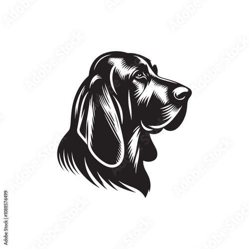 Silhouette Of Blood Hound - Minimalist Blood Hound Vector - illustration of Blood Hound.