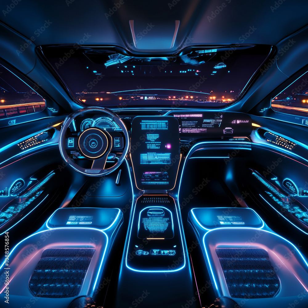 Digital car technology, smart vehicle in a virtual room.
Digital car technology, smart vehicle in a virtual room.