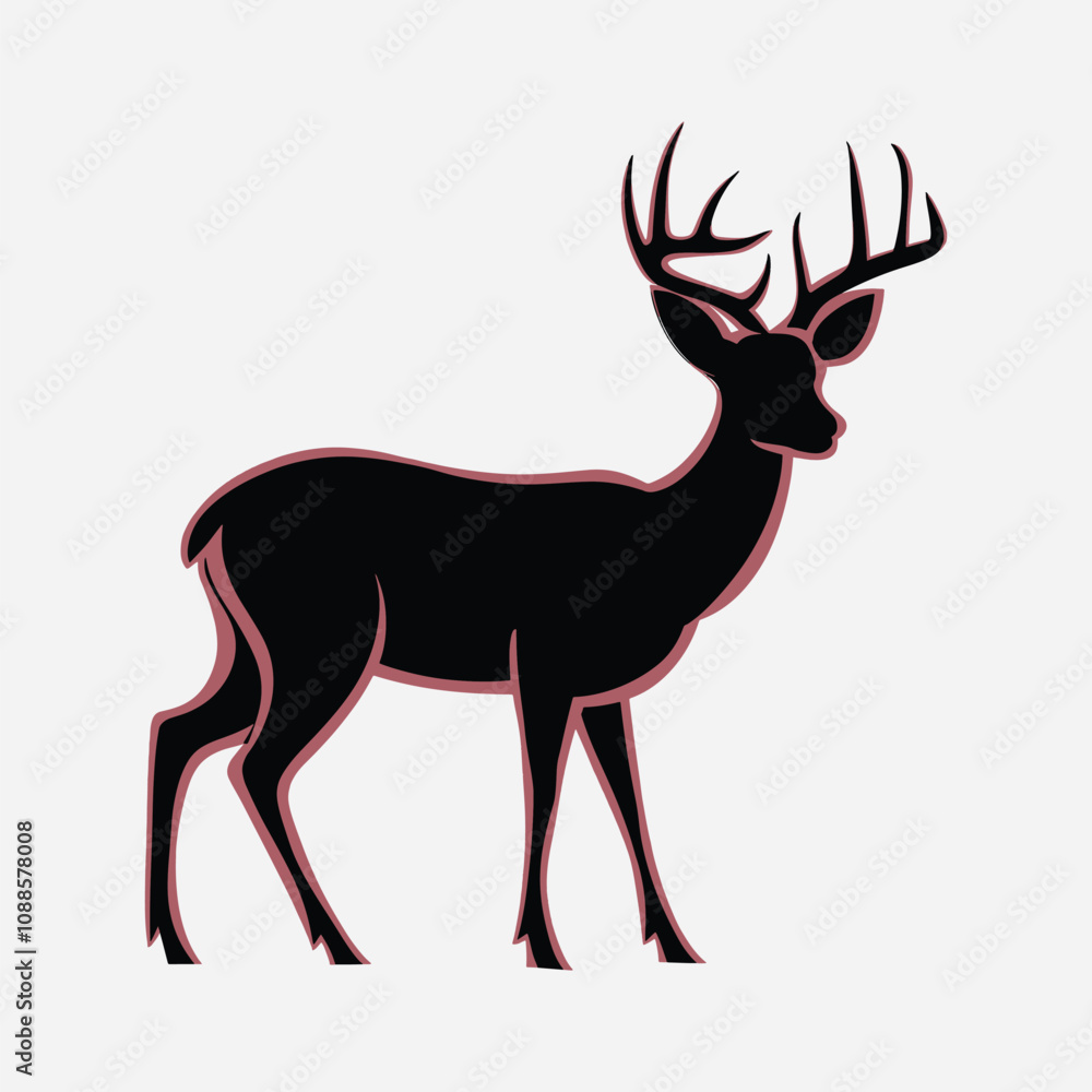 Obraz premium Deer Black Vector Shilourtte