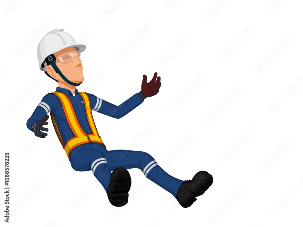 A worker is falling down on the floor A worker is falling down on the floor