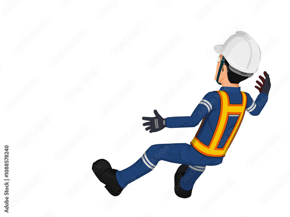 A worker is falling down on the floor A worker is falling down on the floor