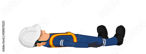 A worker is lying on the floor