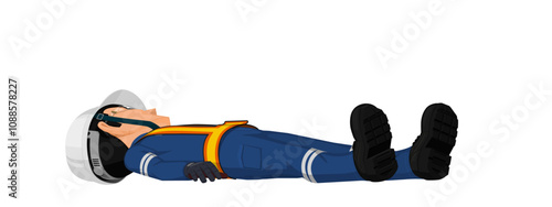 A worker is lying on the floor