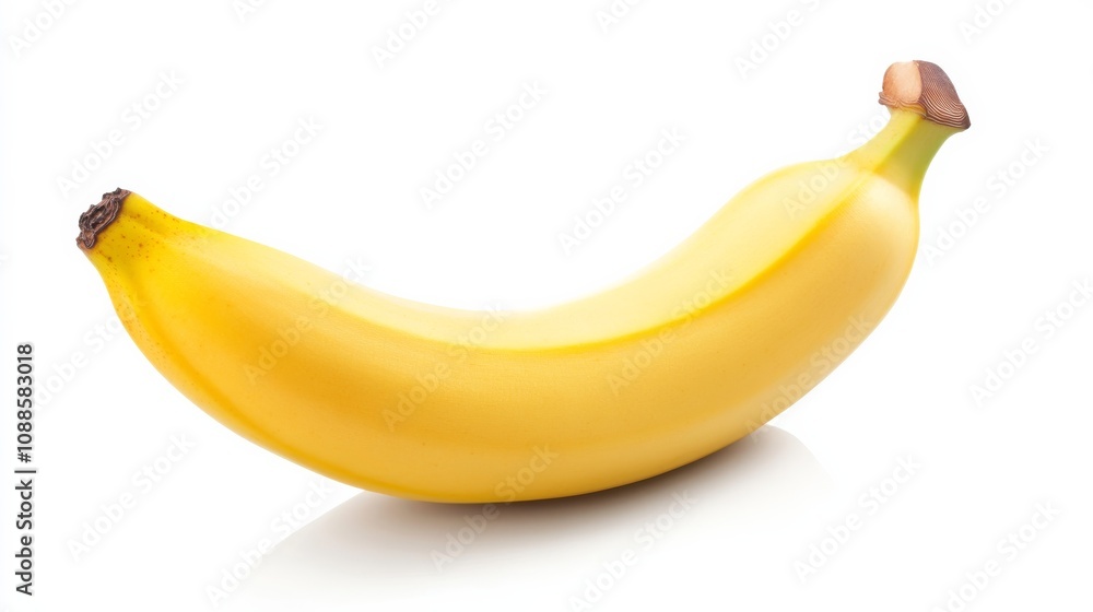 A single ripe banana with its smooth, slightly curved shape and bright yellow color, Each banana’s vibrant color and subtle imperfections captured with precision A single ripe banana with its smooth, slightly curved shape and bright yellow color, Each banana’s vibrant color and subtle imperfections captured with precision