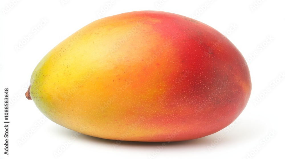 A single, ripe mango with its smooth, yellow-orange skin and slightly oval shape A single, ripe mango with its smooth, yellow-orange skin and slightly oval shape