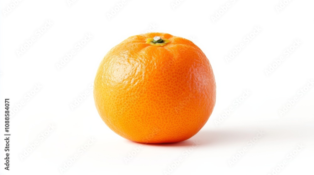 A single, ripe tangerine with its smooth, bright orange skin and slightly flattened shape A single, ripe tangerine with its smooth, bright orange skin and slightly flattened shape