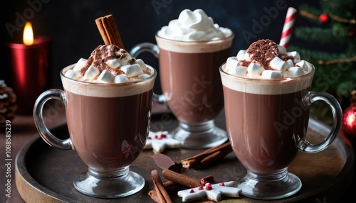 artisan hot chocolate, homemade christmas beverages, festive drinks photo