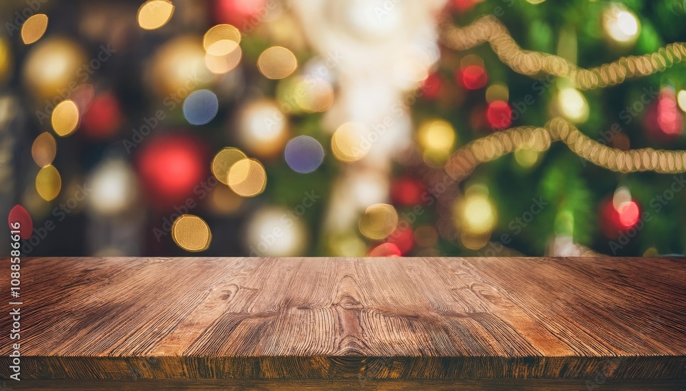 empty table top with blur background of Christmas, abstract blurred Christmas decorations background empty table top with blur background of Christmas, abstract blurred Christmas decorations background
