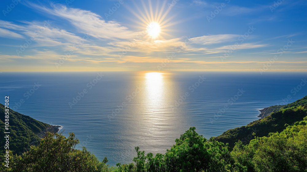 Fototapeta premium Panoramic view of the sea and sky