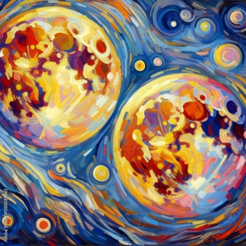 Fauvism – The two moons are rendered in bright non naturalisti photo