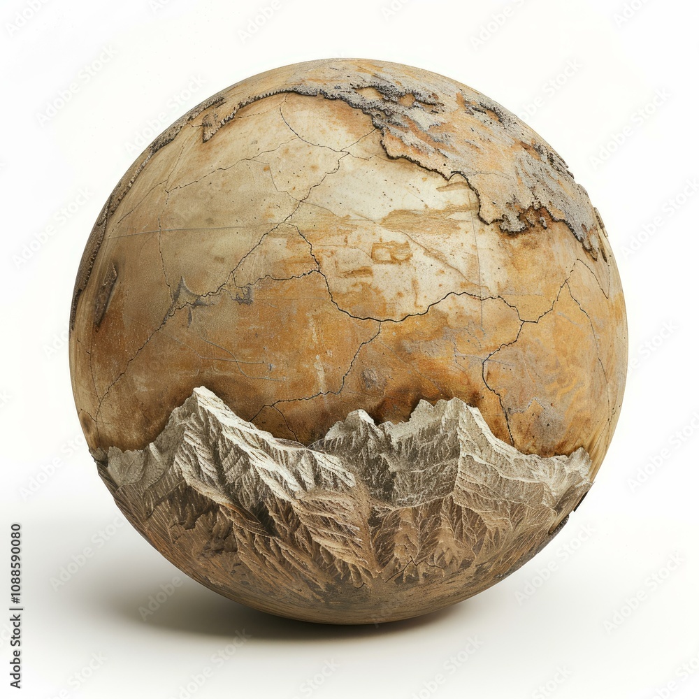 Obraz premium Cracked and dried earth globe showing climate change impacts
