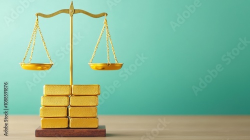Golden scales balancing on gold bars symbolizing stability and trusted assets