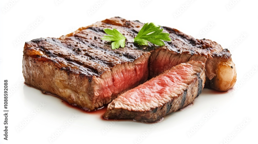 A succulent steak cooked to perfection, its rich aroma wafting through the air, Each slice showcasing its juicy tenderness and charred exterior A succulent steak cooked to perfection, its rich aroma wafting through the air, Each slice showcasing its juicy tenderness and charred exterior