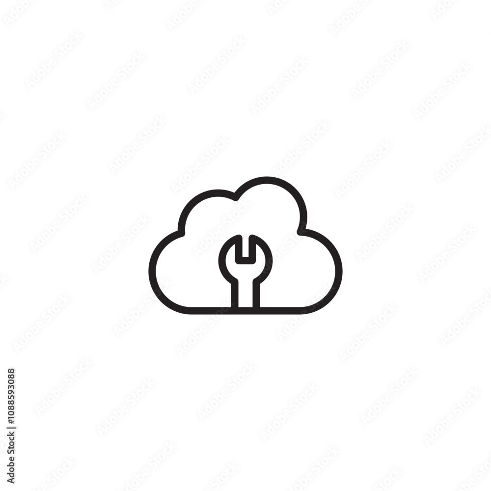 Cloud setting icon design. Cloud computing with a cogwheel, symbolizing configuration and settings in the cloud. Editable icon. Cloud setting icon design. Cloud computing with a cogwheel, symbolizing configuration and settings in the cloud. Editable icon.