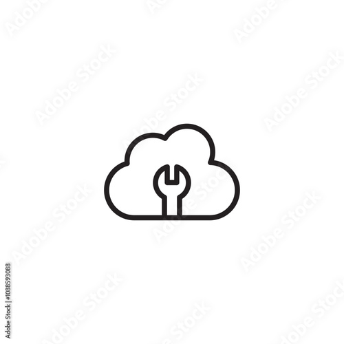 Cloud setting icon design. Cloud computing with a cogwheel, symbolizing configuration and settings in the cloud. Editable icon.