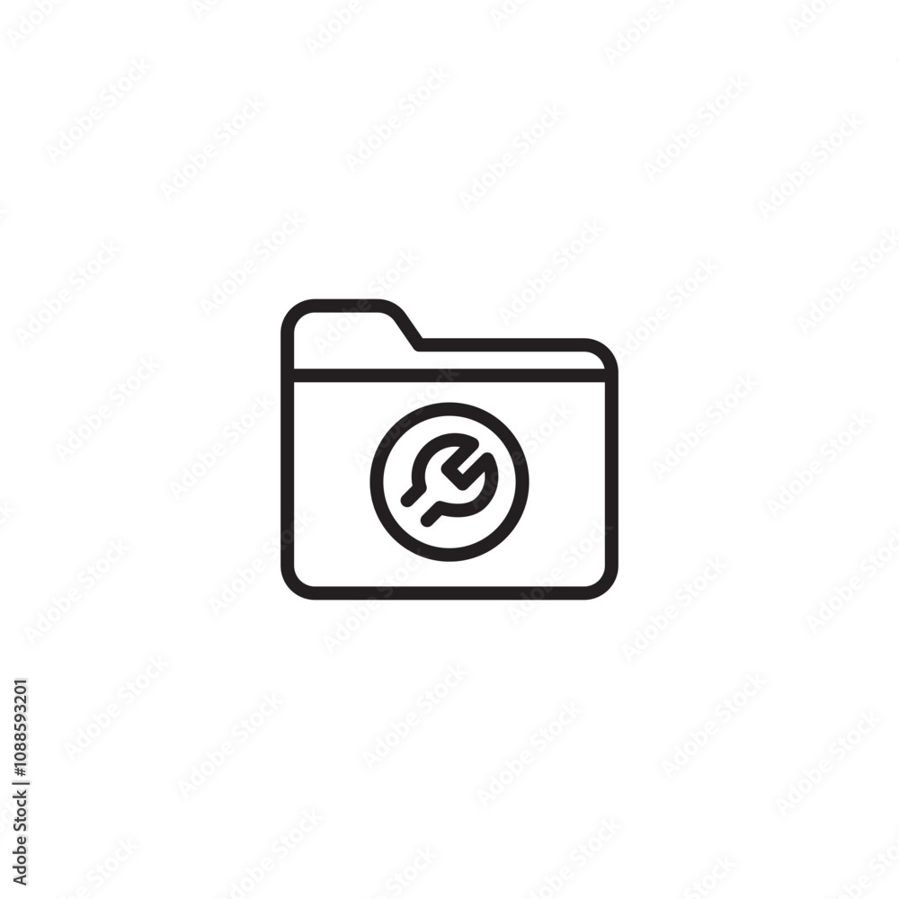 Document settings icon. Folder setting icon sign. Editable icon. Document settings icon. Folder setting icon sign. Editable icon.