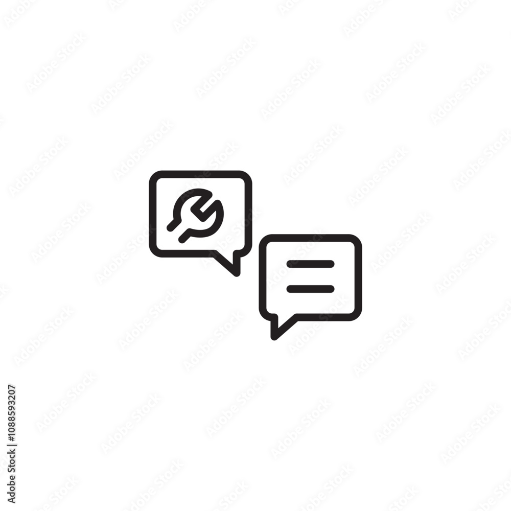 Customisation line icon. Chat bubble design. Settings or editing sign. Repair symbol. Editable icon. Customisation line icon. Chat bubble design. Settings or editing sign. Repair symbol. Editable icon.