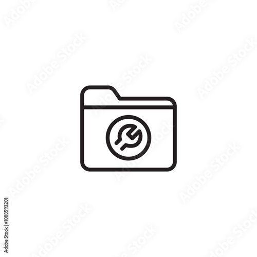 Document settings icon. Folder setting icon sign. Editable icon.