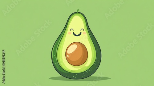 A cartoon avocado with a happy face. photo