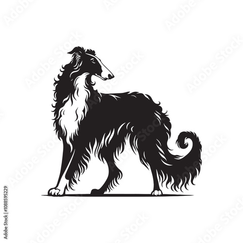 Borzoi Vector Silhouette - Minimalist Borzoi Illustration - Vector of Borzoi.