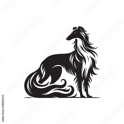 Borzoi Vector Silhouette - Minimalist Borzoi Illustration - Vector of Borzoi.