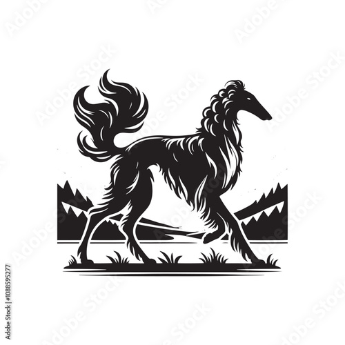 Borzoi Vector Silhouette - Minimalist Borzoi Illustration - Vector of Borzoi.