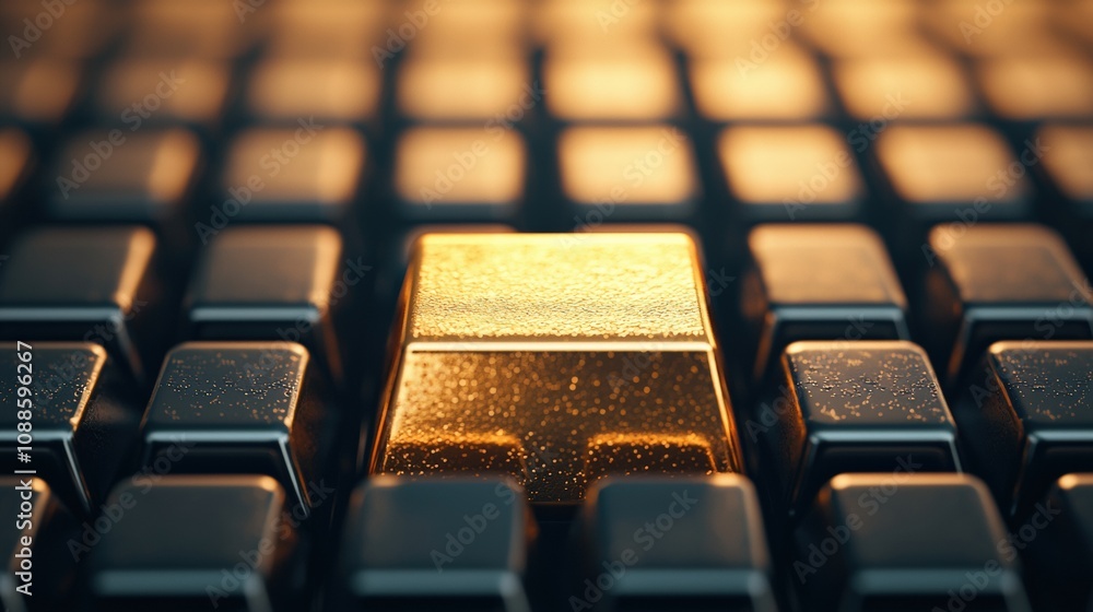 Golden enter key on keyboard symbolizing investment and success Golden enter key on keyboard symbolizing investment and success