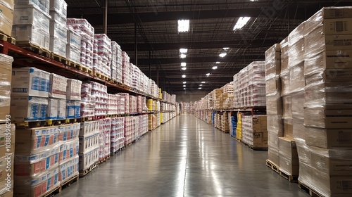 Illustration of storing goods inside a warehouse waiting to be distributed to various places. 