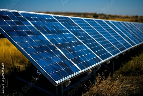 Photovoltaic solar panels on a farm in the Karoo outside Touwsrivier in South Africa. photo