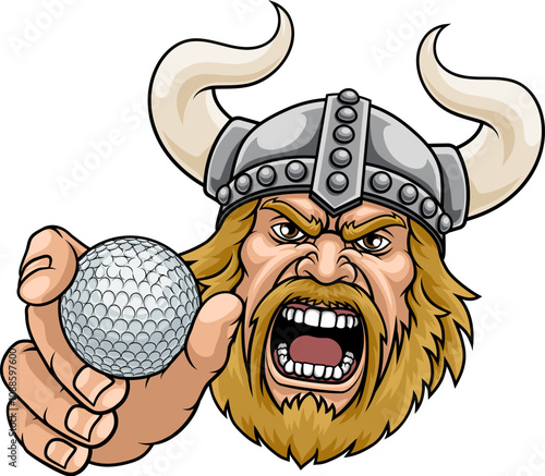 A Viking man holding Golf b...