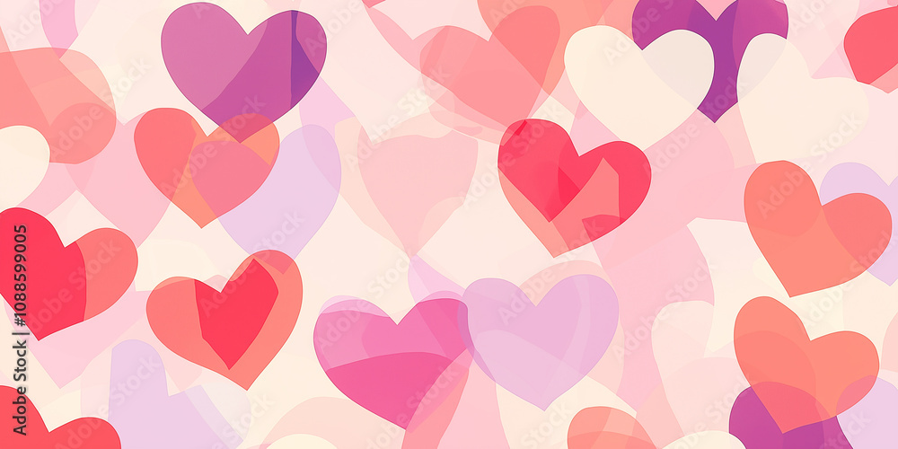 Soft overlayed cute hearts pattern Soft overlayed cute hearts pattern