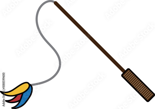 Simple and cute pet line icons of cat teaser wand-1