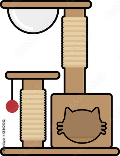 Simple and cute pet line icons of cat tree-2