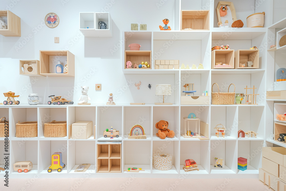 Children's blocks in interior cabinets Children's blocks in interior cabinets