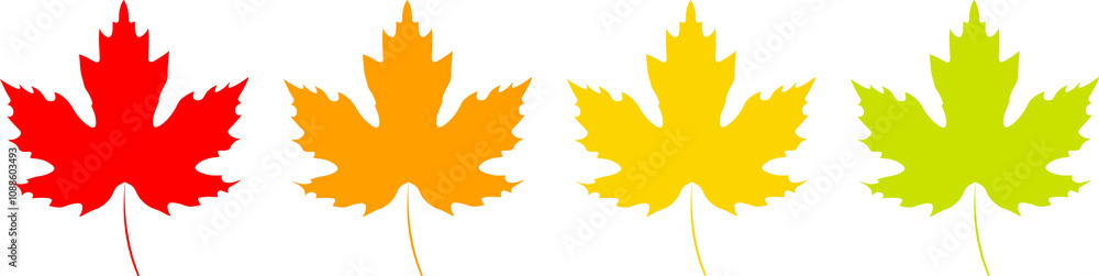 Maple leaf icons on transparent background. PNG illustration Maple leaf icons on transparent background. PNG illustration