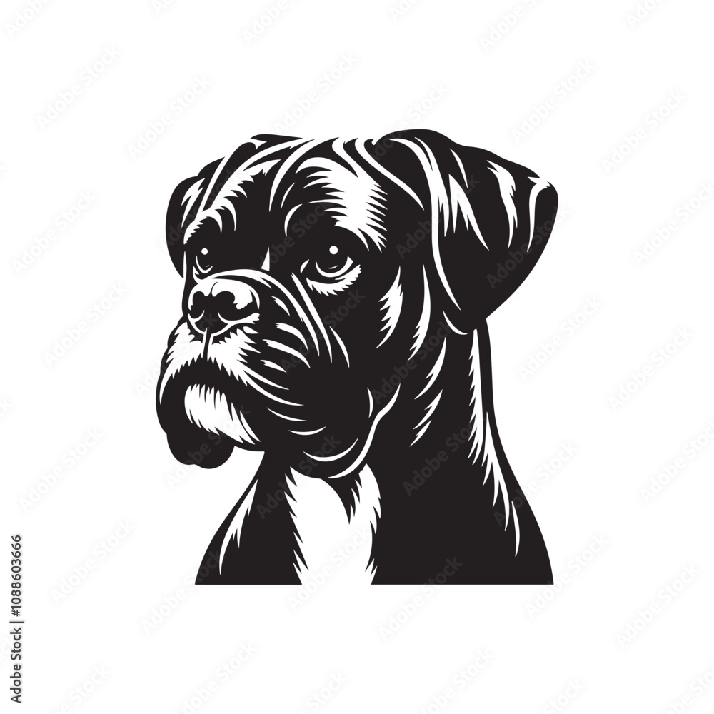 Boxer Dog Silhouette - Vector Of Boxer Dog - Boxer Dog Illustration. Boxer Dog Silhouette - Vector Of Boxer Dog - Boxer Dog Illustration.