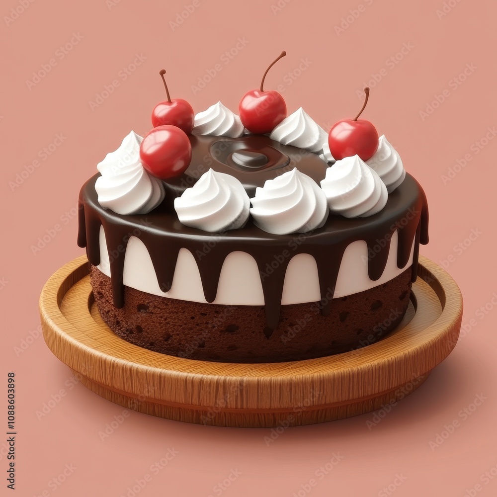 Delectable Black Forest Cake with Cherries and Whipped Cream Delectable Black Forest Cake with Cherries and Whipped Cream