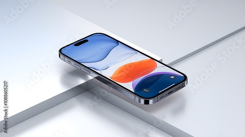  3D Smartphone Mockup with Modern Design Elements and Realistic Render