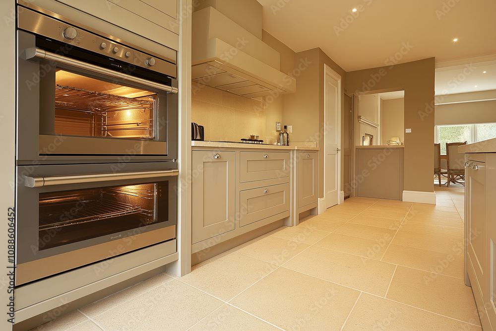 Indoor open plan kitchen with oven Indoor open plan kitchen with oven