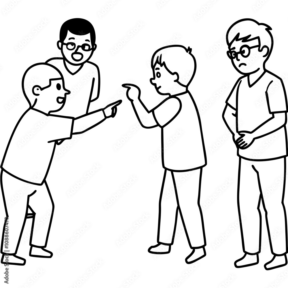 violent guys point at boy in glasses violent guys point at boy in glasses
