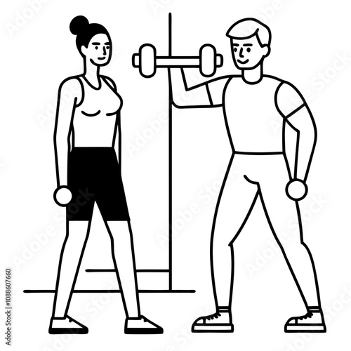 woman training with coach in gym