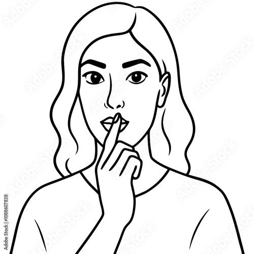 young woman show hush hand gesture