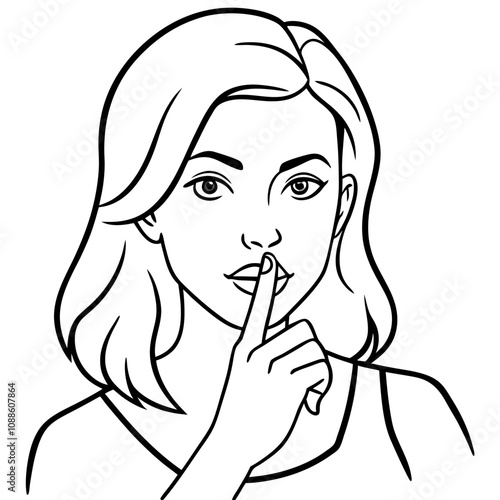 young woman show hush hand gesture