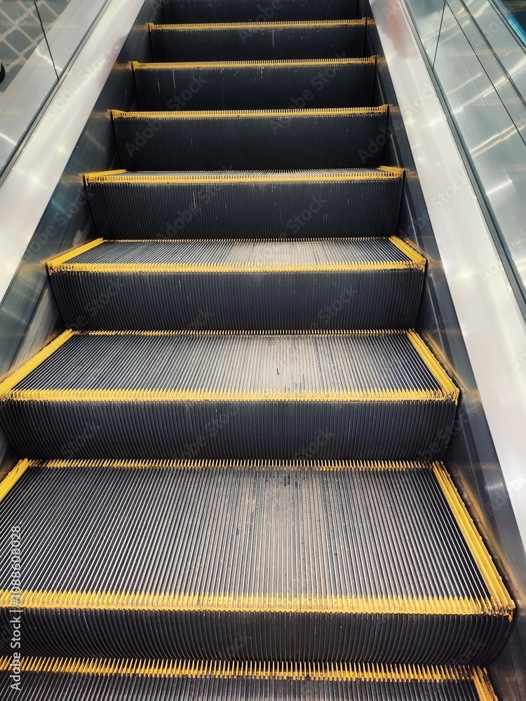 Close up of escalator staircase Close up of escalator staircase