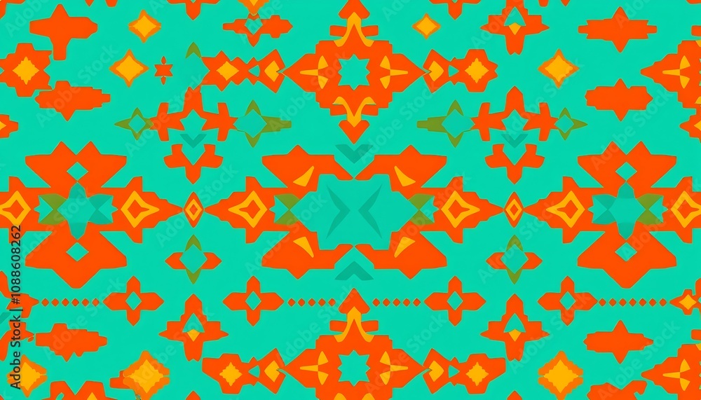 Vibrant Geometric Teal Orange Pattern, Vibrant Geometric Teal Orange Pattern,