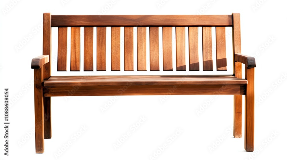 Wooden bench, perfect for parks and gardens, white isolate background Wooden bench, perfect for parks and gardens, white isolate background