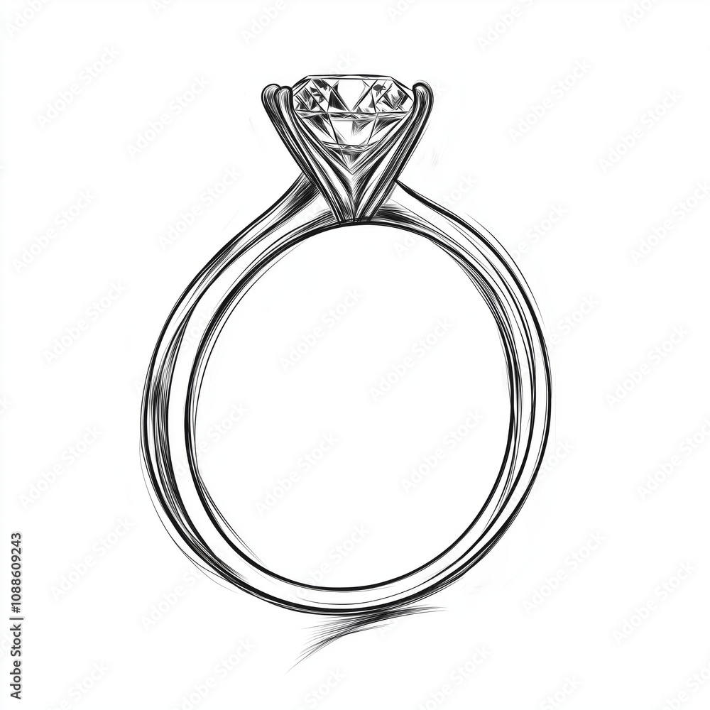 Elegant black-and-white illustration of a diamond engagement ring with intricate details, love, commitment, and Propose Day celebration, ideal for romantic and wedding-themed designs Elegant black-and-white illustration of a diamond engagement ring with intricate details, love, commitment, and Propose Day celebration, ideal for romantic and wedding-themed designs