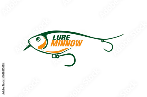 fishing lure logo vector illustration. minnow lures for the fishing equipment business