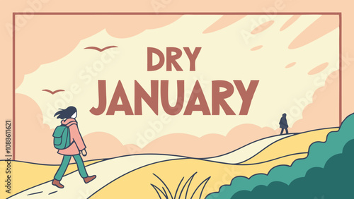Dry january celebration banner design for alcohol-free lifestyle motivation